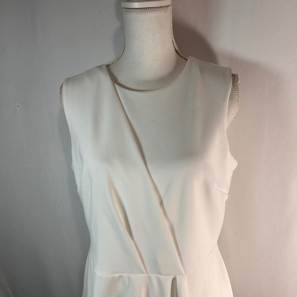 Calvin‎ Klein White Sleeveless Asymmetrical Draped Sheath Dress Size 10 - Picture 2 of 8